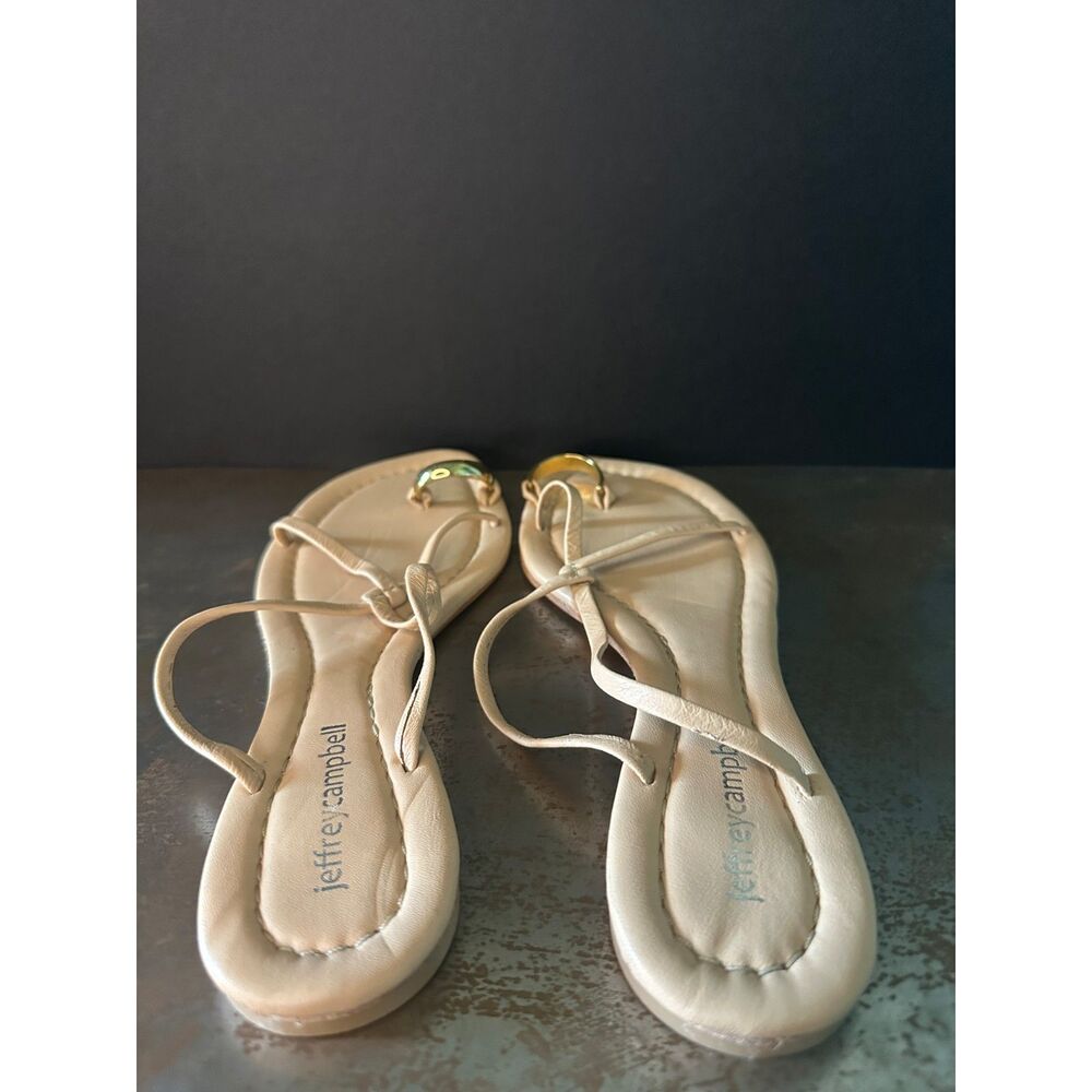 Jeffrey Campbell Slide Sandals 9 Flat Thong Minimalist Casual Nude Tan Pacifico - Picture 5 of 9